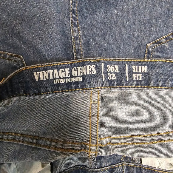 Vintage Genes Mens 36x32 Slim Fit Blue Wash Denim Jeans - Picture 3 of 8